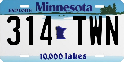 MN license plate 314TWN