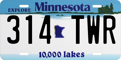 MN license plate 314TWR