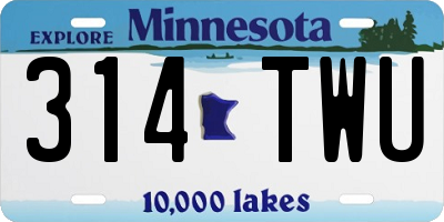 MN license plate 314TWU