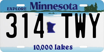 MN license plate 314TWY