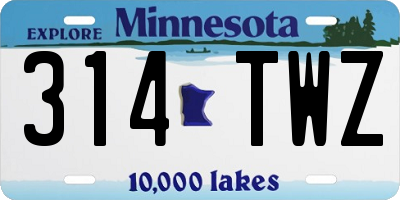 MN license plate 314TWZ
