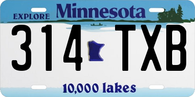 MN license plate 314TXB