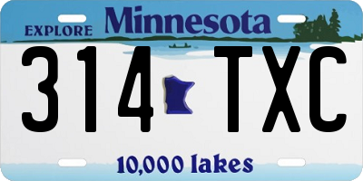 MN license plate 314TXC
