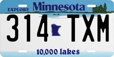 MN license plate 314TXM