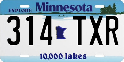 MN license plate 314TXR