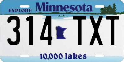 MN license plate 314TXT