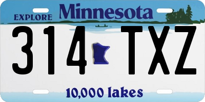 MN license plate 314TXZ