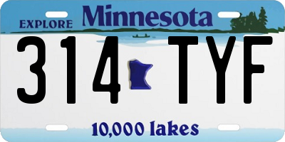 MN license plate 314TYF