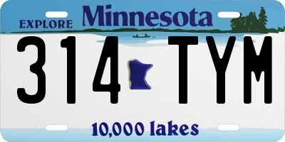 MN license plate 314TYM