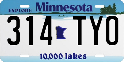 MN license plate 314TYO