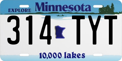 MN license plate 314TYT