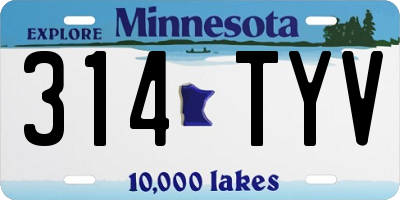 MN license plate 314TYV