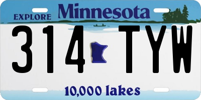 MN license plate 314TYW