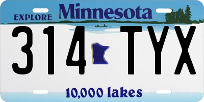 MN license plate 314TYX