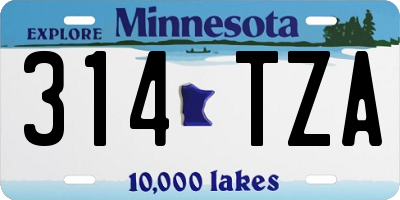 MN license plate 314TZA