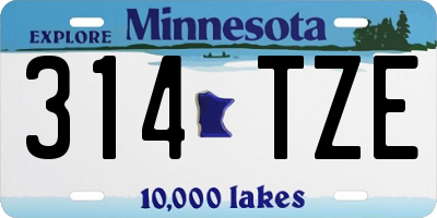 MN license plate 314TZE