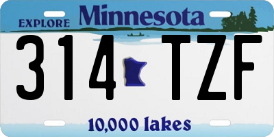 MN license plate 314TZF