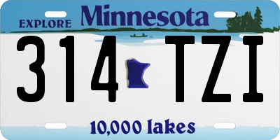 MN license plate 314TZI