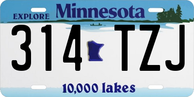 MN license plate 314TZJ
