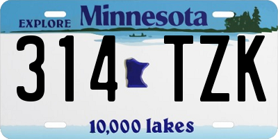MN license plate 314TZK