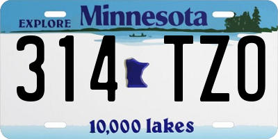 MN license plate 314TZO