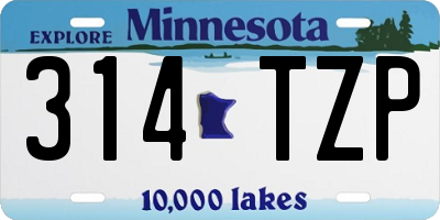 MN license plate 314TZP