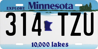 MN license plate 314TZU
