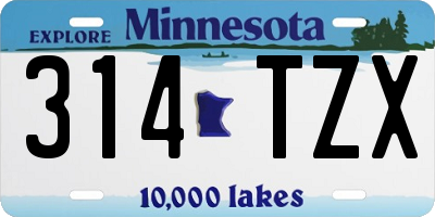 MN license plate 314TZX