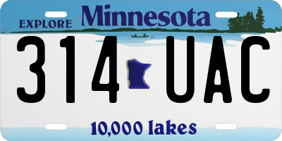 MN license plate 314UAC