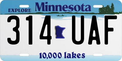 MN license plate 314UAF