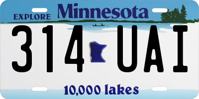 MN license plate 314UAI