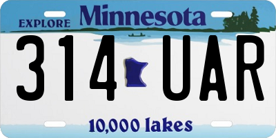 MN license plate 314UAR
