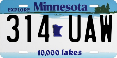 MN license plate 314UAW