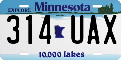 MN license plate 314UAX