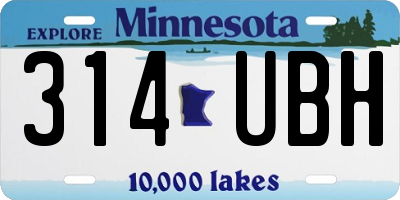 MN license plate 314UBH