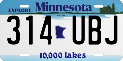 MN license plate 314UBJ