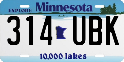 MN license plate 314UBK