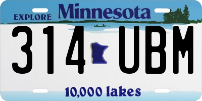 MN license plate 314UBM