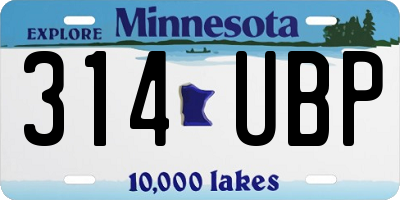 MN license plate 314UBP