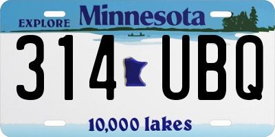 MN license plate 314UBQ