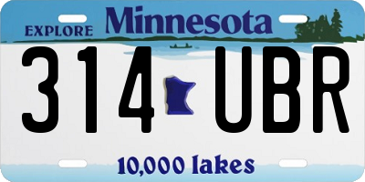 MN license plate 314UBR