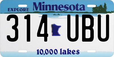 MN license plate 314UBU