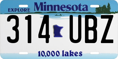 MN license plate 314UBZ