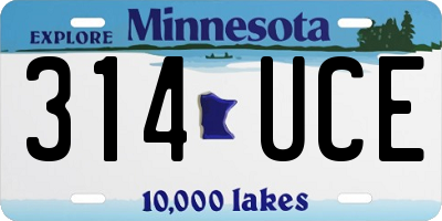 MN license plate 314UCE