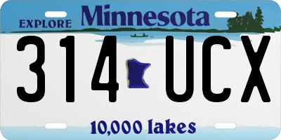 MN license plate 314UCX