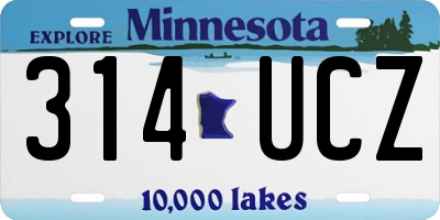 MN license plate 314UCZ