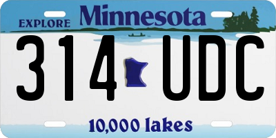 MN license plate 314UDC