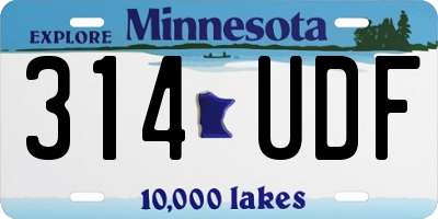 MN license plate 314UDF