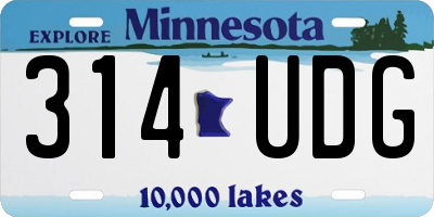 MN license plate 314UDG