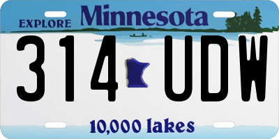 MN license plate 314UDW